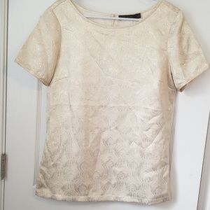 The Limited gold metallic and Ivory shirt size M